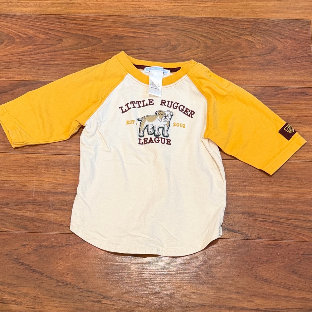 Janie and Jack Yellow and Cream Long Sleeve Tee